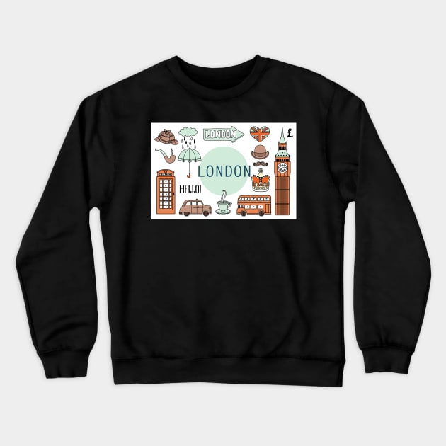 London Icons, Poster Crewneck Sweatshirt by BokeeLee